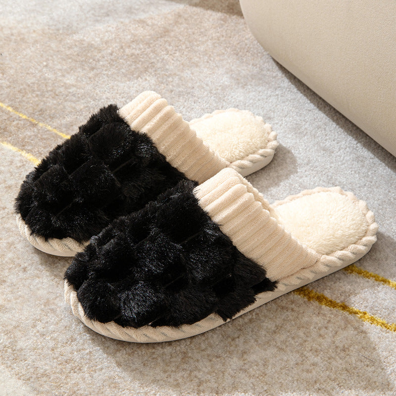 Indoor Warm Platform Couple Plush Slippers