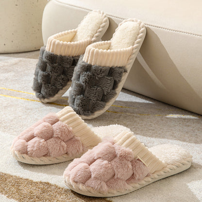 Indoor Warm Platform Couple Plush Slippers